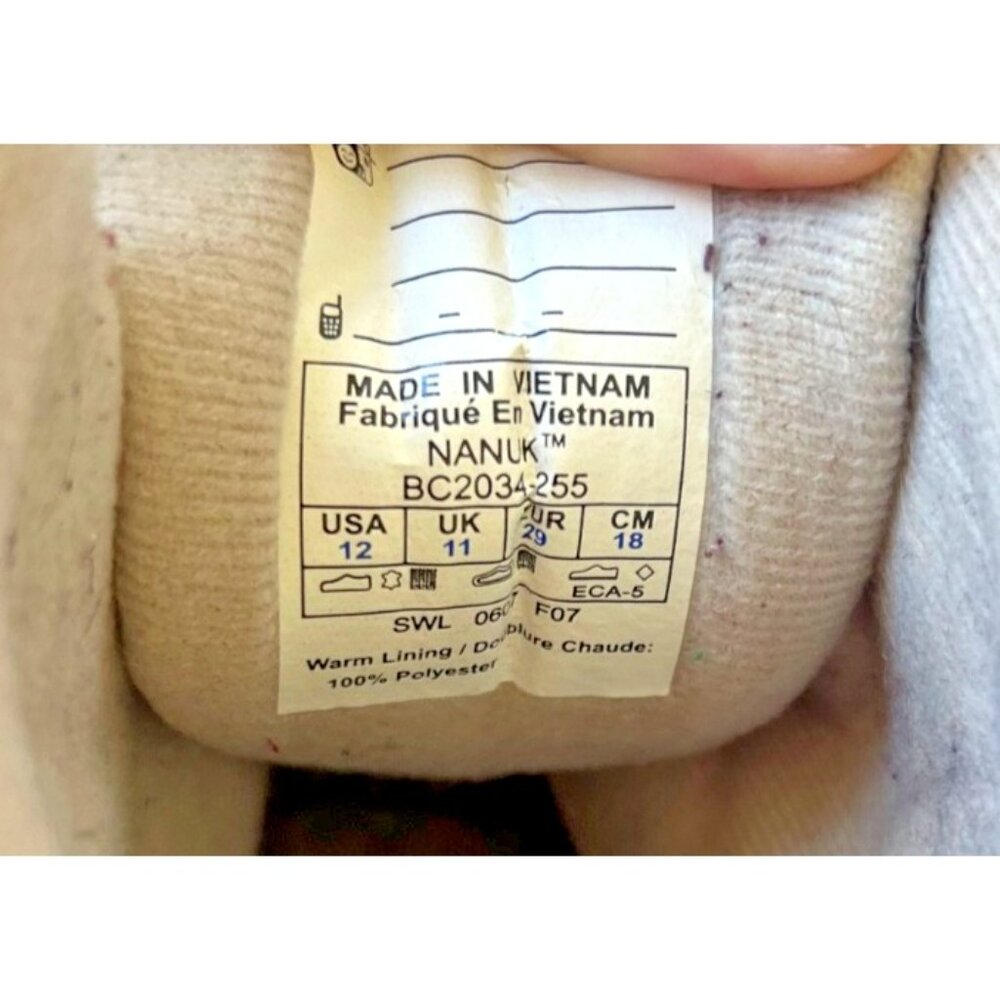 Columbia Nanuk Kids Winter Boots Brown Gray Insulated Hook & Loop Size 12 - Picture 10 of 11